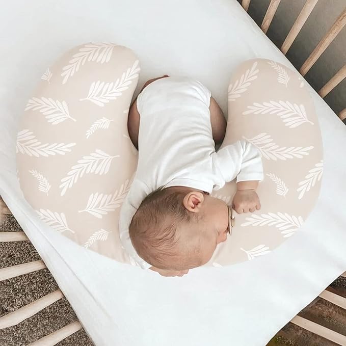 GRSSDER Nursing Pillow Cover Stretchy Minky Removable Nursing Covers for Breastfeeding Pillows, Ultra Soft Comfortable Slipcover for Boy and Girls, Stylish Pretty Flora, Beige