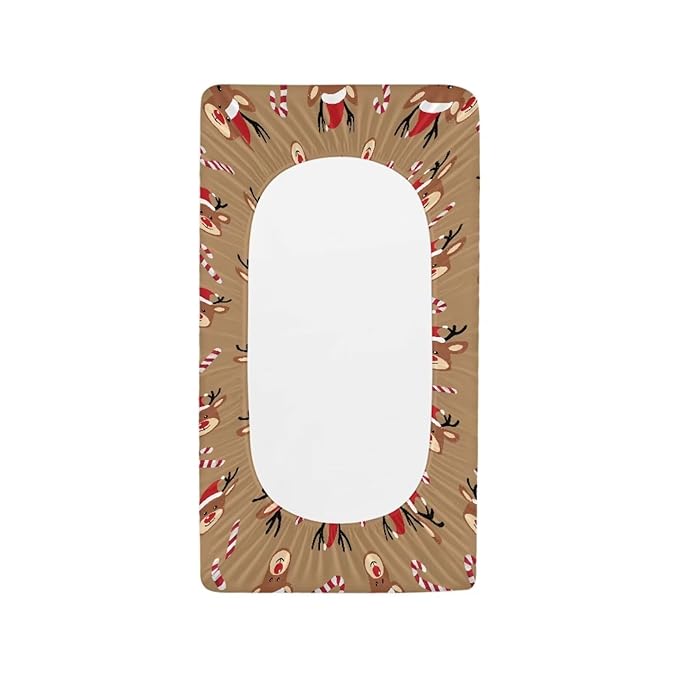 Reindeer Print Changing Pad Cover for Baby Washable Diaper Change Table Covers with Elastic Edge Waterproof Cradle Mattress Sheets for All Season Gift for Holiday