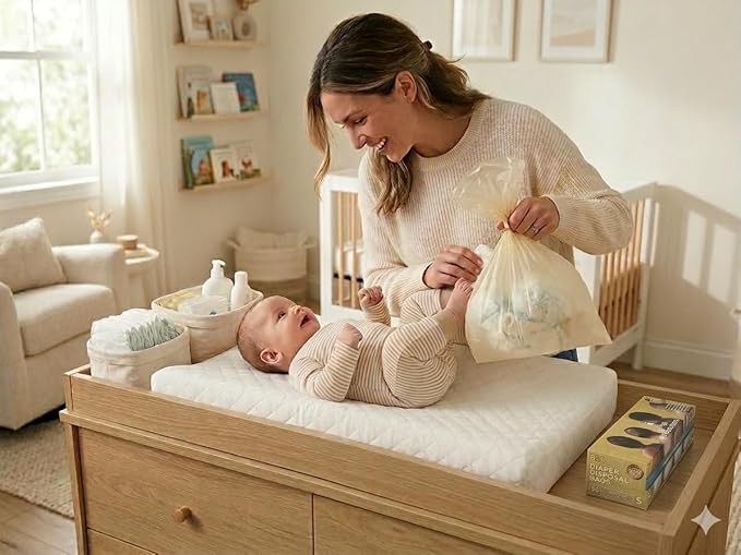 BOS Odor-Sealing Dirty Diaper Trash Bags - Disposable Bags - Scent & Smell Free - 90 Count (Medium)