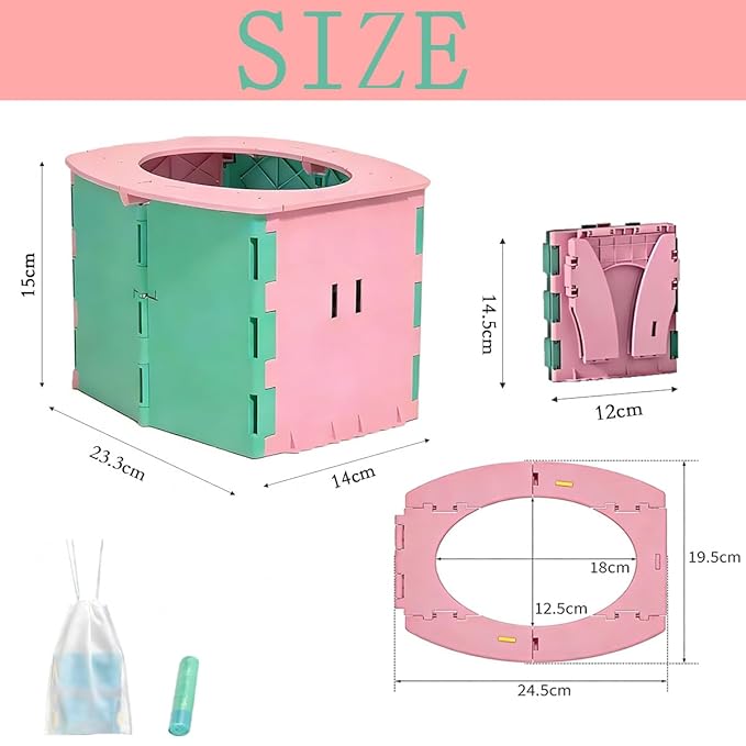 Portable Potty Seat for Toddler Foldable Travel Potty Training Toilet Seat with Cleaning Bags Reusable for Outdoor Camping, Travel potties(Yellow+Blue)