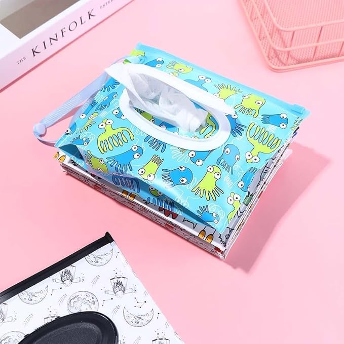 Blue Wet Wipe Dispenser,Portable Refillable Wipe Holder,Reusable Lightweight Wipes Container Case Travel Wet Wipe Pouch Products Diapering Wipes and Holders Wipes and Holders