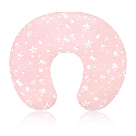 Nursing Pillow Cover, Stretchy and Soft Pillow Slipcover for Baby Boys Girls, Breastfeeding Pillow Covers for Newborn Infants, Pink, Tiny Floral