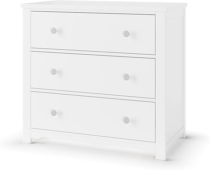 Child Craft Harmony 3-Drawer Dresser with Changing Table Topper, 38" W Nursery Dresser and Changing Station, Smooth Glides, Baby-Safe Finish, Matte White