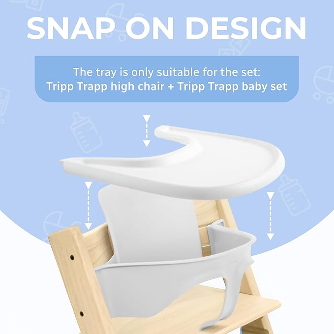 High Chair Tray Compatible with Stokke Tripp Trapp Chair – Matte Black – NO Suction Plate Feature – Ergonomic Curved Design – BPA-Free, Easy to Assemble