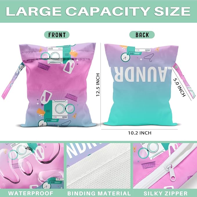 Wet Laundry Dry Bags for Diaper Waterproof Swimsuit Washable Reusable Bag for Beach Diapers Dirty Yoga Gym Clothes Plant Gifts for Men Women Friend