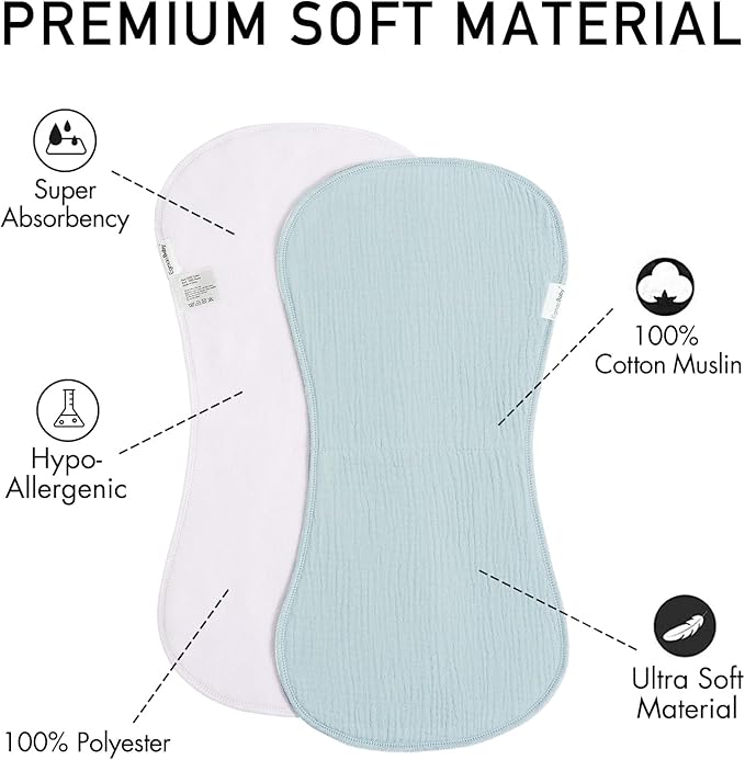 Muslin Burp Cloths for Baby,Organic Burping Cloths for Babies Boys Girls,Spit Up Rags Extra Soft and Absorbent 10 Pack
