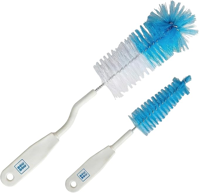 Mee Mee 360° Movable Silicone Bristle Baby Feeding Bottle Cleaning Brush & Nipple Cleaner Combo | Ergonomic Handle | Easy to Clean Bottle Corners for Narrow Neck & Wide Neck Feeding Bottles | BPA
