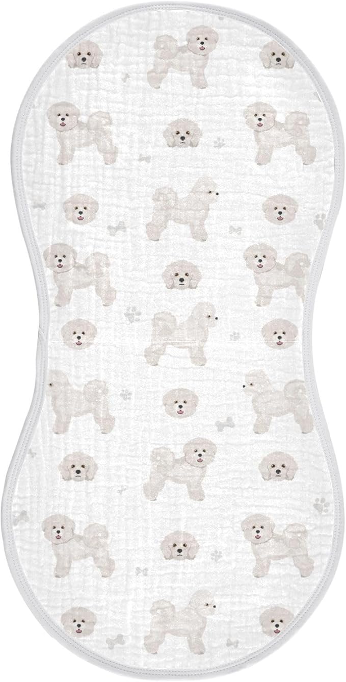 vvfelixl Burp Cloths Bichon Frise Dog for Baby Boy Girls Baby Washcloths Burp Rags 1 Pack