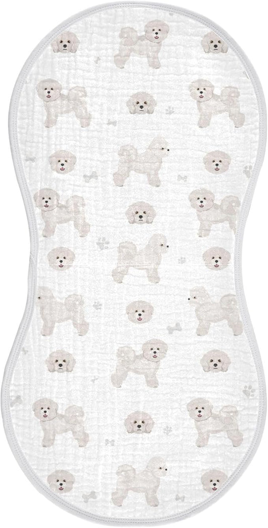 vvfelixl Burp Cloths Bichon Frise Dog for Baby Boy Girls Baby Washcloths Burp Rags 1 Pack