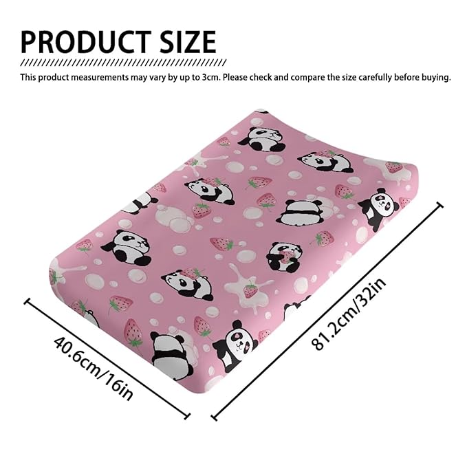 Panda Diaper Changing Pad Cover Strawberry Changing Table Covers Baby Changing Pads Sheets Portable Fitted Changing Mat Newborn Infant