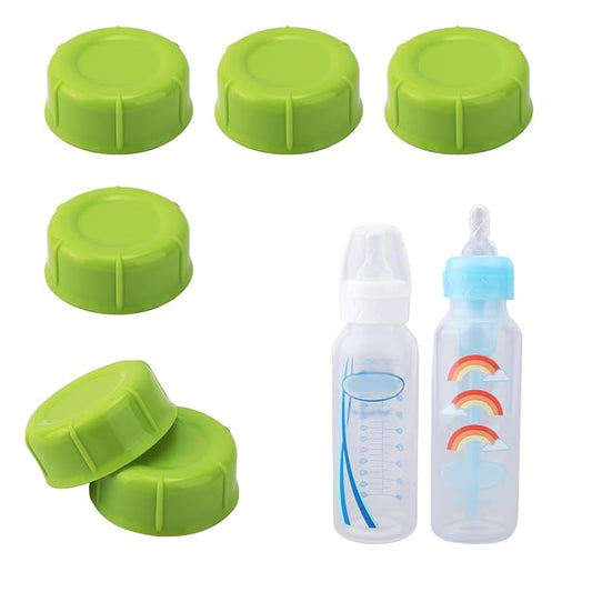6pcs Narrow Baby Bottle Caps for Dr. Brown's & Medela, Reliable BPA Free Travel Bottle Cap with Sealing, Gasket Storage Lids Replacement Parts Accessories(Green)