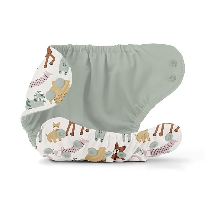 Esembly Cloth Diaper Cover - Reusable Swim Diaper, Waterproof, Breathable - Adjustable Outer Layer Over Absorbent Inner for Blowout Protection - Off-Leash, Size 2 (18-35lbs)