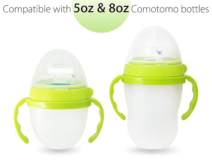 Baby Bottle Handles for Comotomo 5 Ounce & 8 Ounce Silicone Baby Bottles, Compatible Comotomo Bottle Holder for Baby, Pack of 2, Green