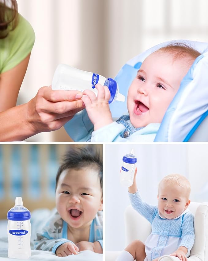 Sippy Cup Nipples for Lansinoh Baby Bottles, Soft 100% Silicone Sippy Spout Nipples, Variable Flow, 6m+, 3 Count