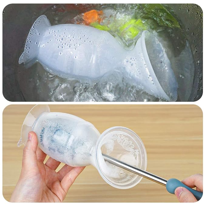 haakaa Silicone Manual Breast Pump with Suction Base and Flower Stopper 100% Food Grade Silicone BPA PVC and Phthalate Free (5oz/150ml) (Orange)