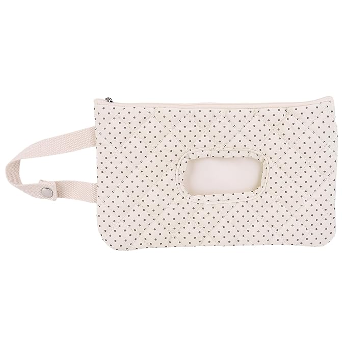 Quilted Baby Wipe Holder, Canvas Floral Quilted Pouch with Hanging Strap, Portable Diaper Wipe Holder for Travel Stroller-Hibiscus