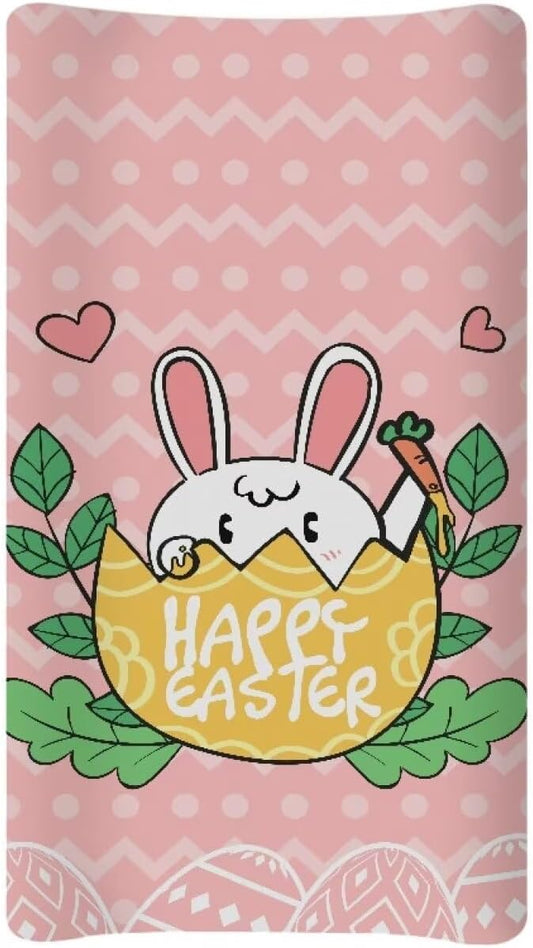 Rabbit Easter Changing Pad Cover Waterproof Breathable Universal Tray Table Mat for Boys Girls Stretchy Soft Changing Table Cover