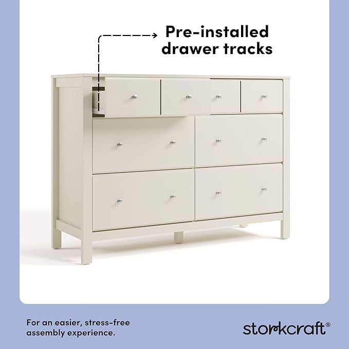 Storkcraft Horizon 6 Drawer Dresser (Frosted Oat) – GREENGUARD Gold Certified Dresser for Nursery & Kids’ Room, Modern Storage with Interlocking Drawer System