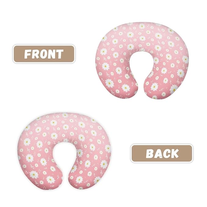 Daisy Note Baby Nursing Pillow Cover Positioner Super Soft and Safe for Newborn Washable and Stretchy Pillow Cover with Hidden Zipper, 2 Packs