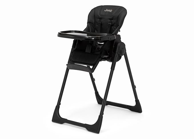 Jeep by Delta Children Classic Convertible 2-in-1 High Chair for Babies and Toddlers with Adjustable Height, Recline & Footrest - Dishwasher Safe Meal Tray, Black