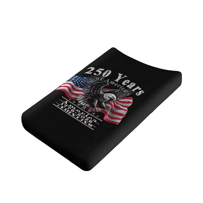 250 Anniversary USA Flag Changing Table Pad Cover Black Changing Pad Covers American Flag Changing Pad Cover Breathbale Portable 32''*16''Changing Pads Nursery Decor