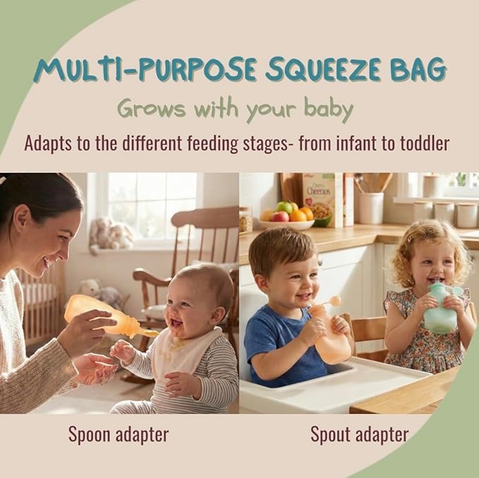 MONDE Baby Food Prep System- Silicone Freezer Tray, Toddler Soup Tray, Food Storage Cups w/Straw, Reusable Baby Food Squeeze Pouches- BPA Free, Food Grade Silicone, Eco-Friendly Food Storage Set