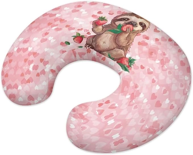 Pink Sloth Nursing Pillow Covers U-Shaped Sakura Feeding Pillow Cover for Nursing Pillow Hidden Zipper Design Soft and Skin-Friendly