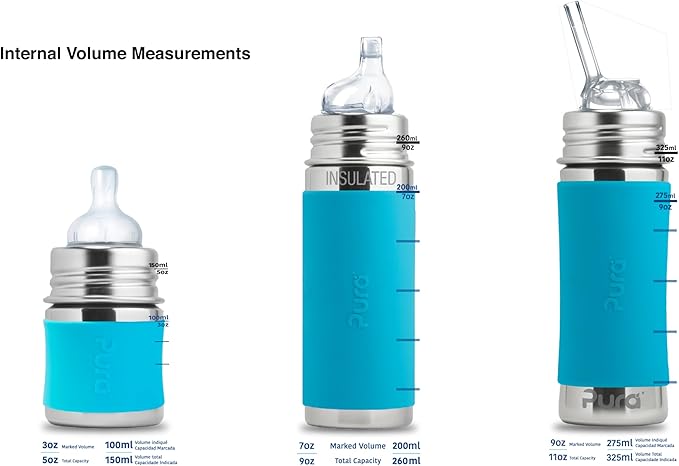Pura Toddler to Kid Stainless Steel Straw Bottle - Plastic-Free, MadeSafe, Silicone Straw, Pink Swirl