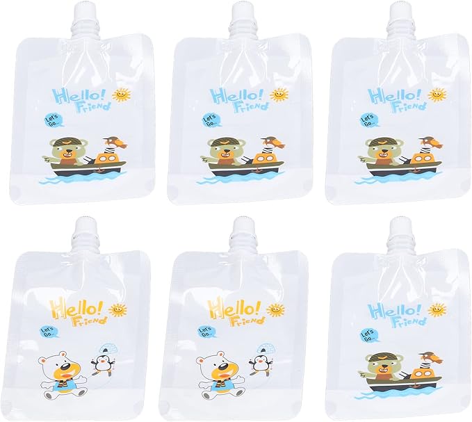 Baby Food Pouch Maker Safe and EasytoClean Fruit Puree Filler 7pcs Set Food Dispenser for Kids Squeezable Pouch for Toddlers (Blue)
