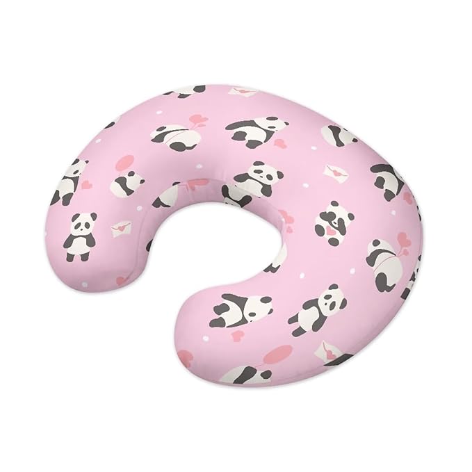 Nursing Pillow Cover Panda Pink Stretchy Removable Cover for Breastfeeding Pillows, Ultra Soft Comfortable Slipcover Ultra Soft Snug Fits On Infant Nursing Pillow