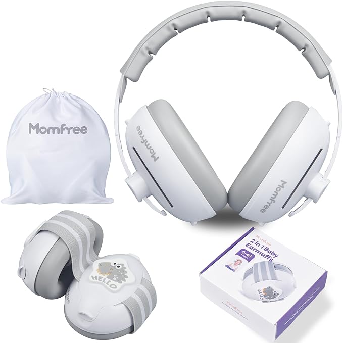 2 in 1 Baby Ear Muffs, Noise Reduction Earmuffs & Adjustable Headband for Baby, Hearing Protection Headphones