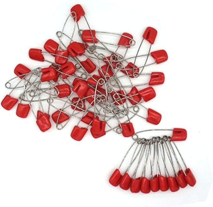 Baby Safety Pins Secure Clips for Fastening Baby Clothes Diaper Napkins 50pcs 60PCS 30PCS (Red, 50 pcs)