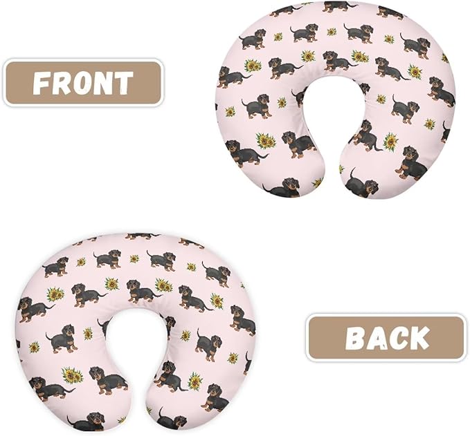 Dachshund Nursing Pillow Covers for U-Shaped Nursing Pillow Nursing Pillow Case for Newborn Boys Girls Hidden Zipper Design Soft and Skin-Friendly