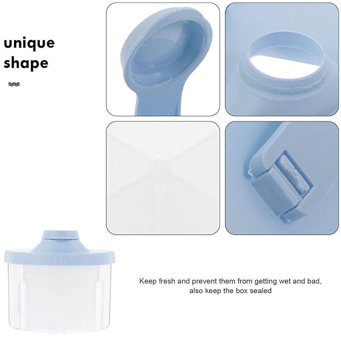 Toddmomy 2pcs Portable Milk Powder Dispenser with Four Compartments Lightweight Sealing Box for Food Storage Travel-friendly Design Leak- Great for Outdoor Use