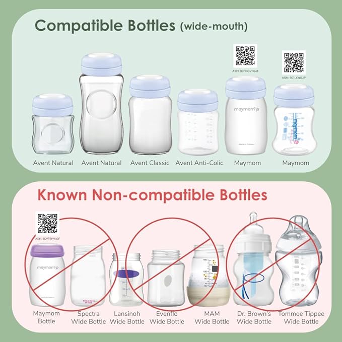Maymom Screw Lids Aka Travel Caps with Rewritable Sealing Disc Compatible with Avent Bottle, Maymom Wide Mouth Bottles; Cap Replace Avent Natural Bottle Sealing Ring and Sealing Disc, 6pcs. (Blue)