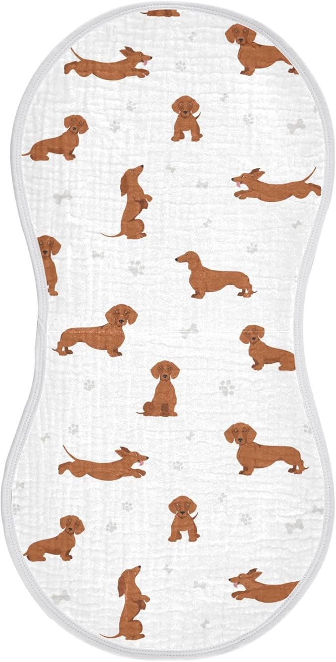 vvfelixl Muslin Burp Cloths Dachshund Short Haired Pattern Baby Washcloths for Baby Girl Boys 2 Pack
