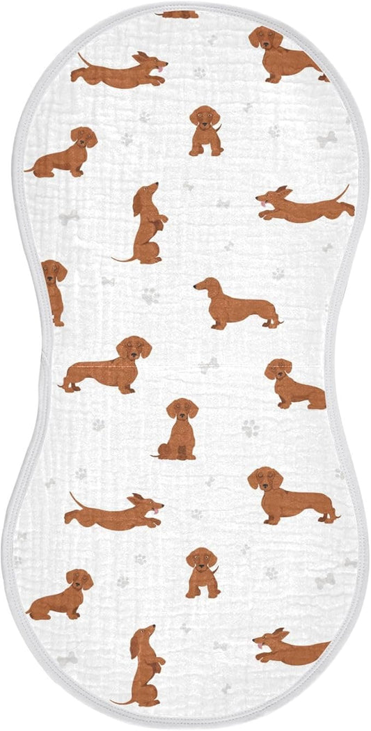 vvfelixl Baby Burp Cloths Dachshund Short Haired Pattern Baby Newborn Cotton Burping Cloths Set Baby Washcloths 4 Pack