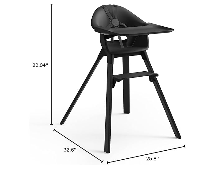 Stokke Clikk High Chair, Midnight - All-in-One High Chair with Tray + Harness - Light, Durable & Travel Friendly - Ergonomic with Adjustable Features - Best for 6-36 Months or Up to 33 lbs