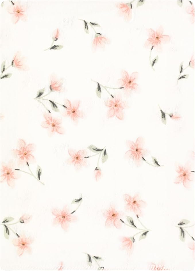 Hudson Baby Unisex Baby Cotton Flannel Burp Cloths Bundle, Pink Dainty Floral, One Size