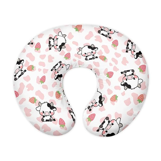 Pink Cow Stripes Cow and Strawberry Baby Nursing Pillowcase Nursing Pillow Cover Pillow Slipcover Detachable Nursing Pillow Protective Cas Baby Feeding Durable and Easy to Clean