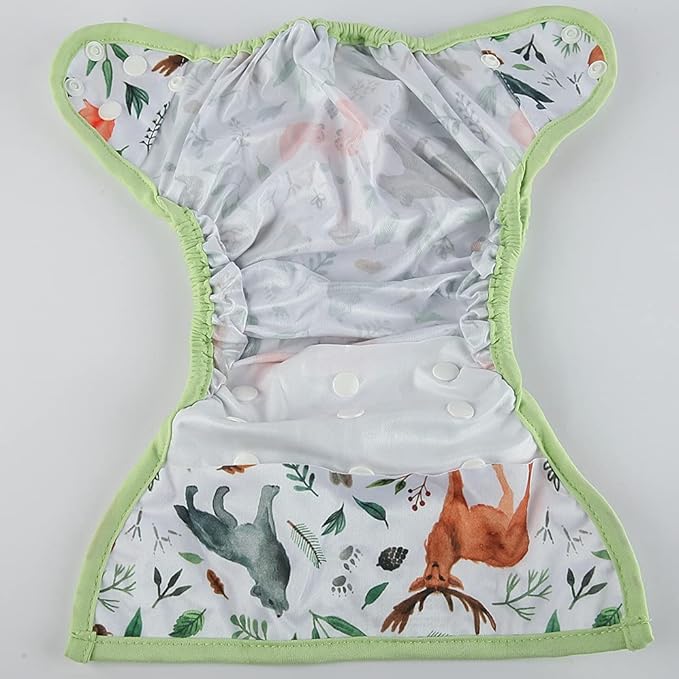 One Size Cloth Diaper Cover Snap With Double Gusset (Woodland)