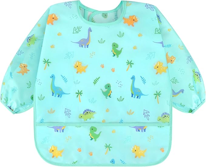 Accmor 3 Pack Long Sleeve Bibs, Baby Smock Waterproof Sleeved Bib Smock for Baby Toddler 6-36 Months