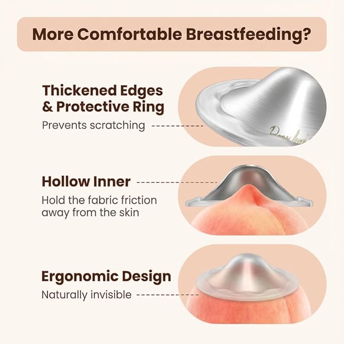 999 Original Silver Nursing Cups, Silver Nipple Cover with Silicone Protect Rings for Breastfeeding Essential, Silver Nipple Shield for Nursing Newborn, Metal Nipple Shields, X-Large
