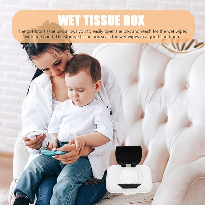 Healeved Portable Baby Wipes Case Small Travel Wipe Holder Silicone Dispenser Waterproof Mini Container for on-The-Go Use 6.3X4.3X1.2 Inches
