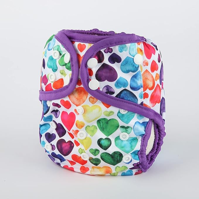 One Size Cloth Diaper Cover Snap With Double Gusset (C-Heart)