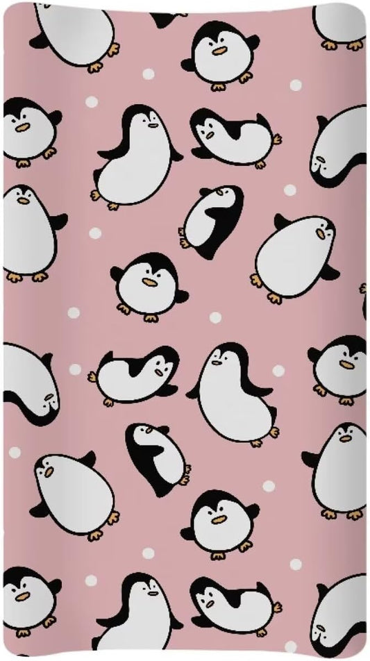 Penguin Changing Pad Cover Soft Waterproof Nursery Pad Change Cover Lightweight Cozy Stretchy Changing Table Cover for Boys Girls