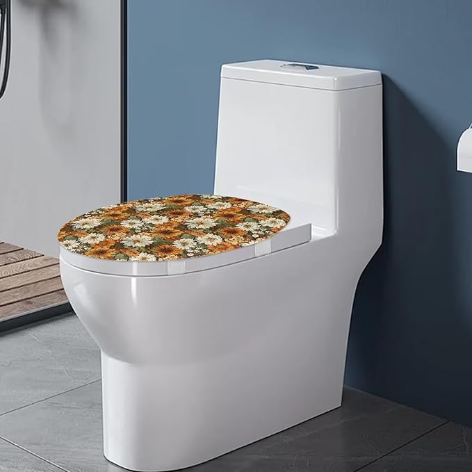 Fall Toilet Seat Covers - Polyester Fabric Toilet Tank Covers - Soft, Keep Clean & Tidy - Suitable for Public Bathrooms