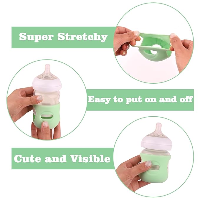3 Pack Silicone Sleeves for Avent Natural Glass Baby Bottles, Anti Breakage Baby Bottle Holder, Compatible Philips Avent Glass Natural Baby Bottle 4 oz, BPA Free