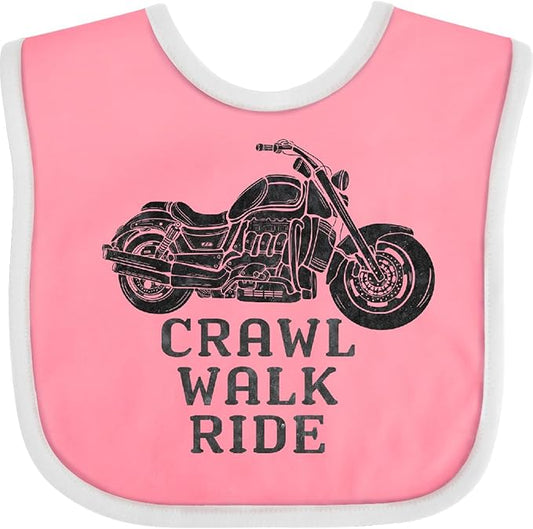 inktastic Crawl Walk Ride Motorcycle Baby Bib