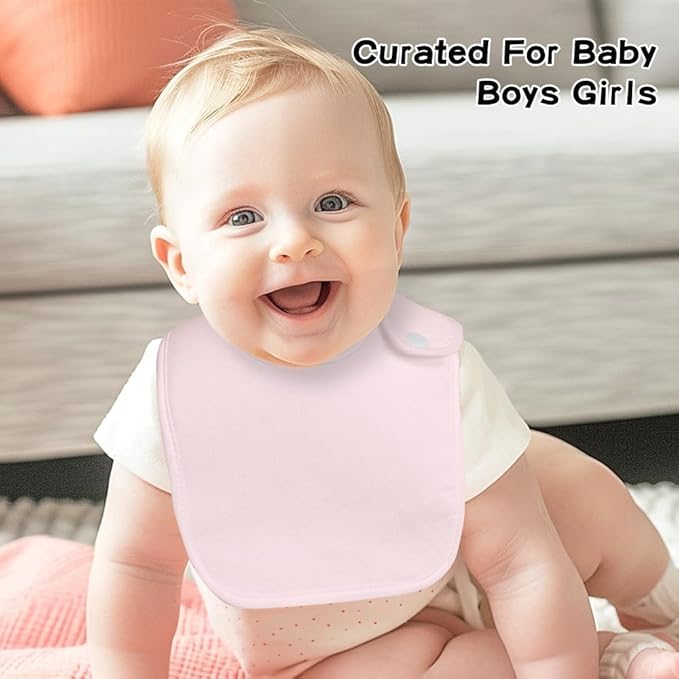 8 Pack Baby Bibs Unisex Adjustable with Snaps Ultra Soft Absorbent Drooling Teething for Boys and Girls